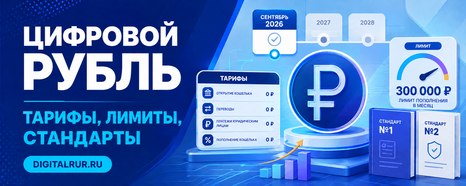 Цифровой рубль: тарифы, лимит пополнения 300 000 рублей в месяц и новые стандарты